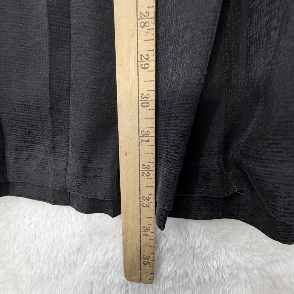 Black 100% Silk Elastic Waist Band Midi Skirt Size 10 Textured Pattern - Picture 5 of 11